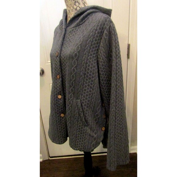 Cellabie Hooded Sweater Coat NWT Gray Loose Fitting Jacket Womens Size 2XL - Picture 7 of 12